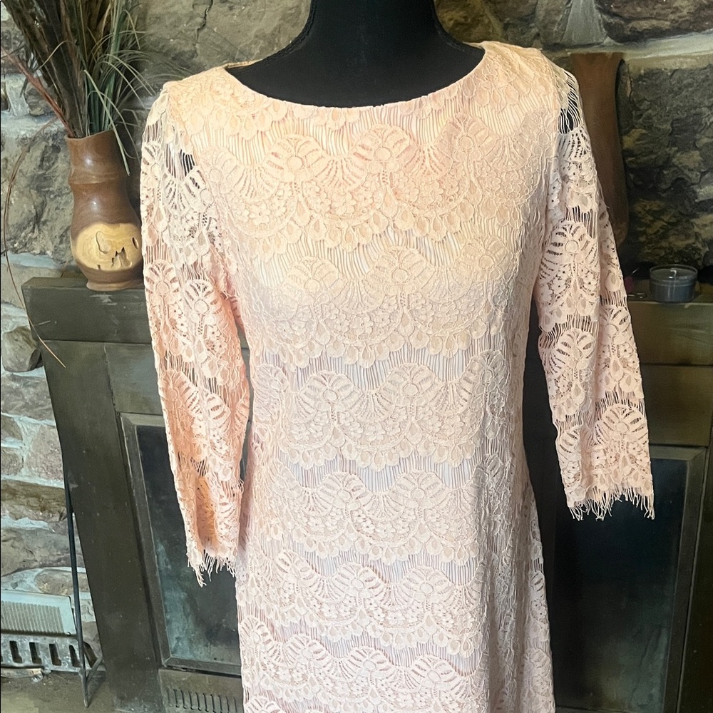 Jessica Howard peach Lace Long Sleeve Dress